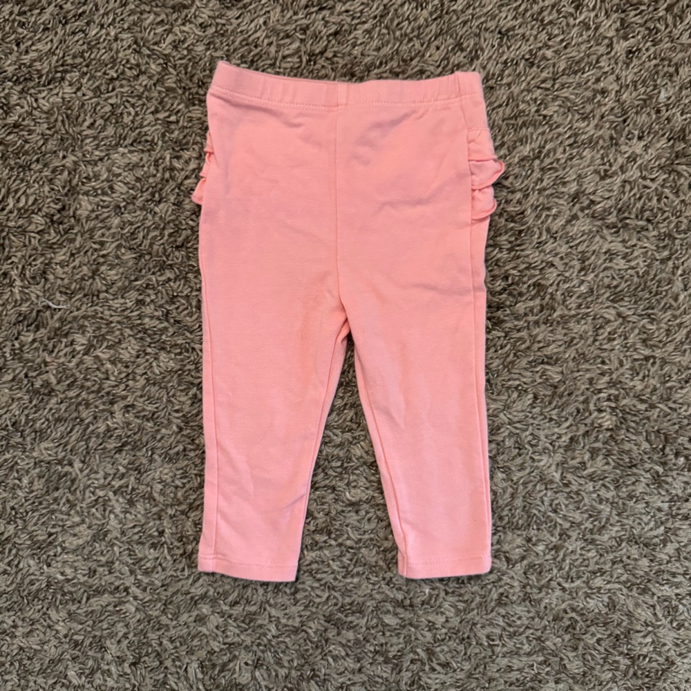 Lullaby Lane 0-3 Month Pink Baby Leggings with Ruffle Accents